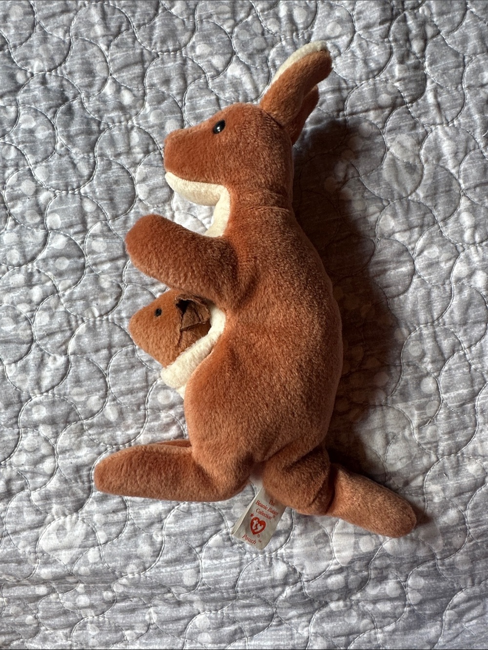 Ty Beanie Baby “Pouch” Brown Kangaroo with Joey Plush